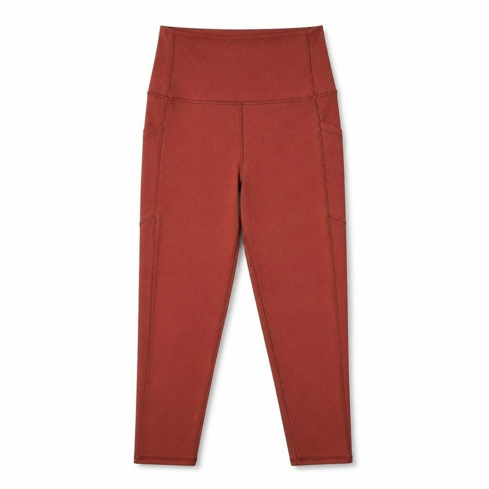 Gap Fit PowerMove High Rise Ankle Leggings Pockets Rust Brown Red M Workout Gym